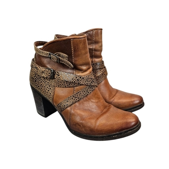 Miz Mooz Womens Verona Collection Leather Ankle Booties Sz 37 Boho Chic Rugged - Picture 2 of 10